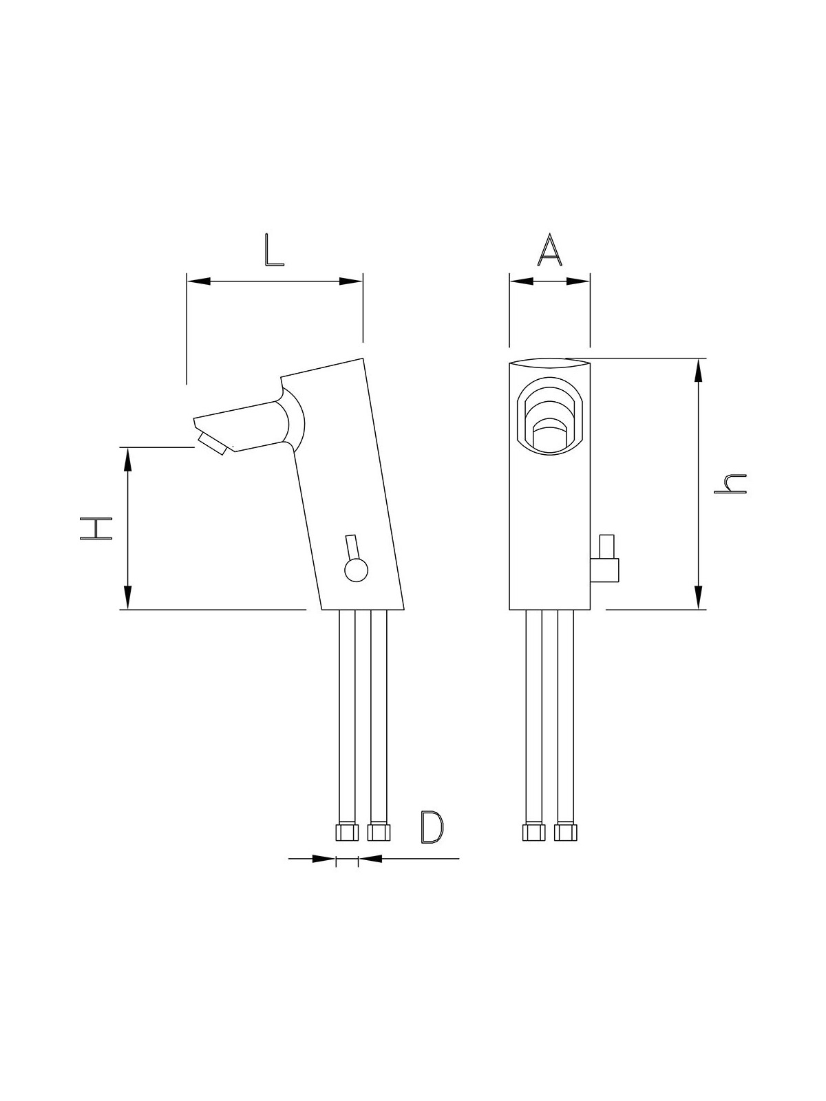 Grifo monoblock electrónico a pilas con selector de temperatura 12x5x12cm