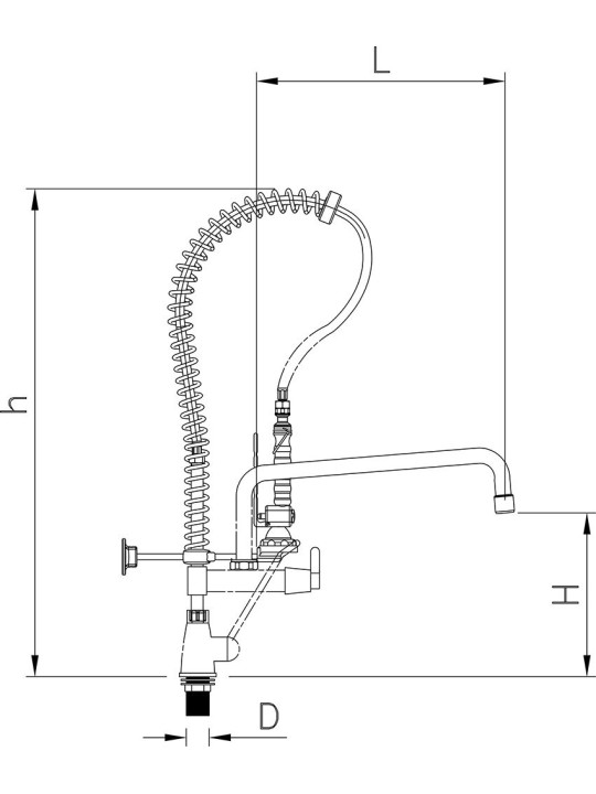 Grifo ducha extra-bajo con caño Serie MN
