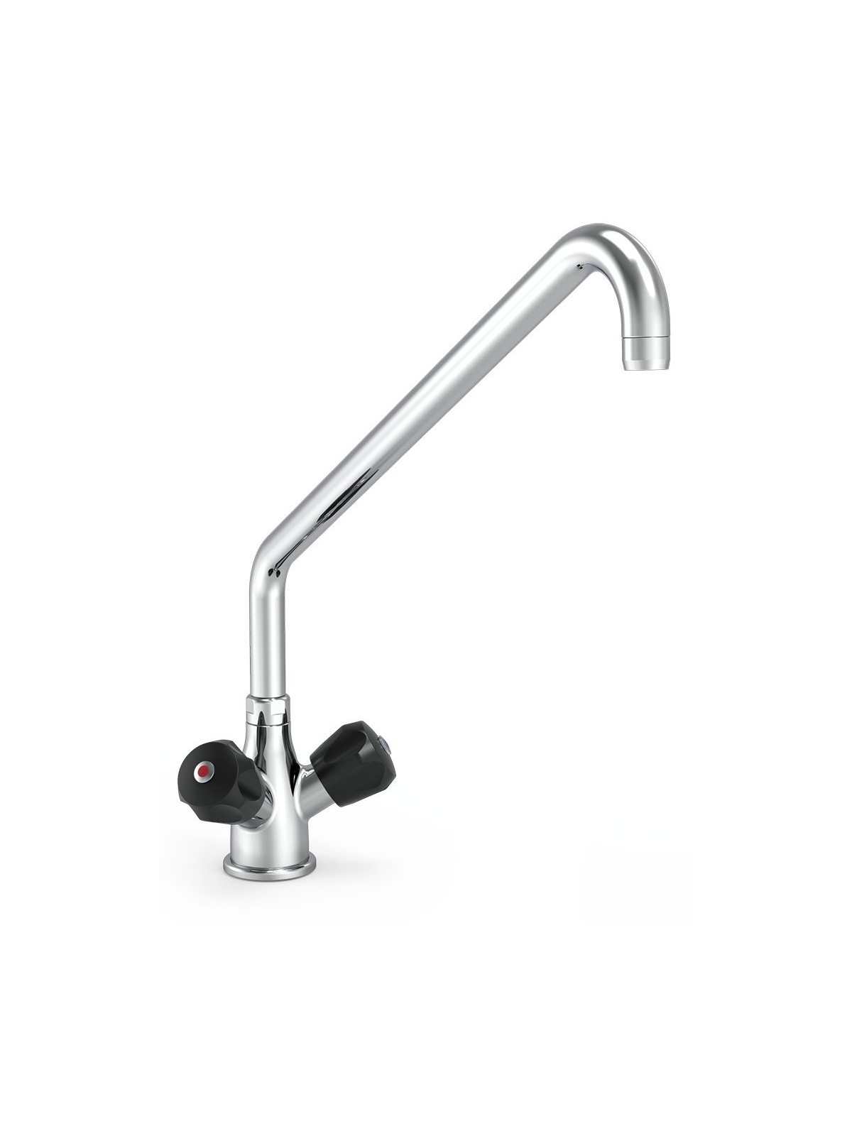 Grifo giratorio sobremesa dos aguas con pomo aislante