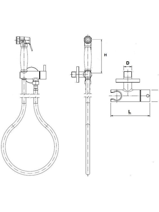 Grifo bidé higiénico de pared para inodoro 1/2 Latiguillo de