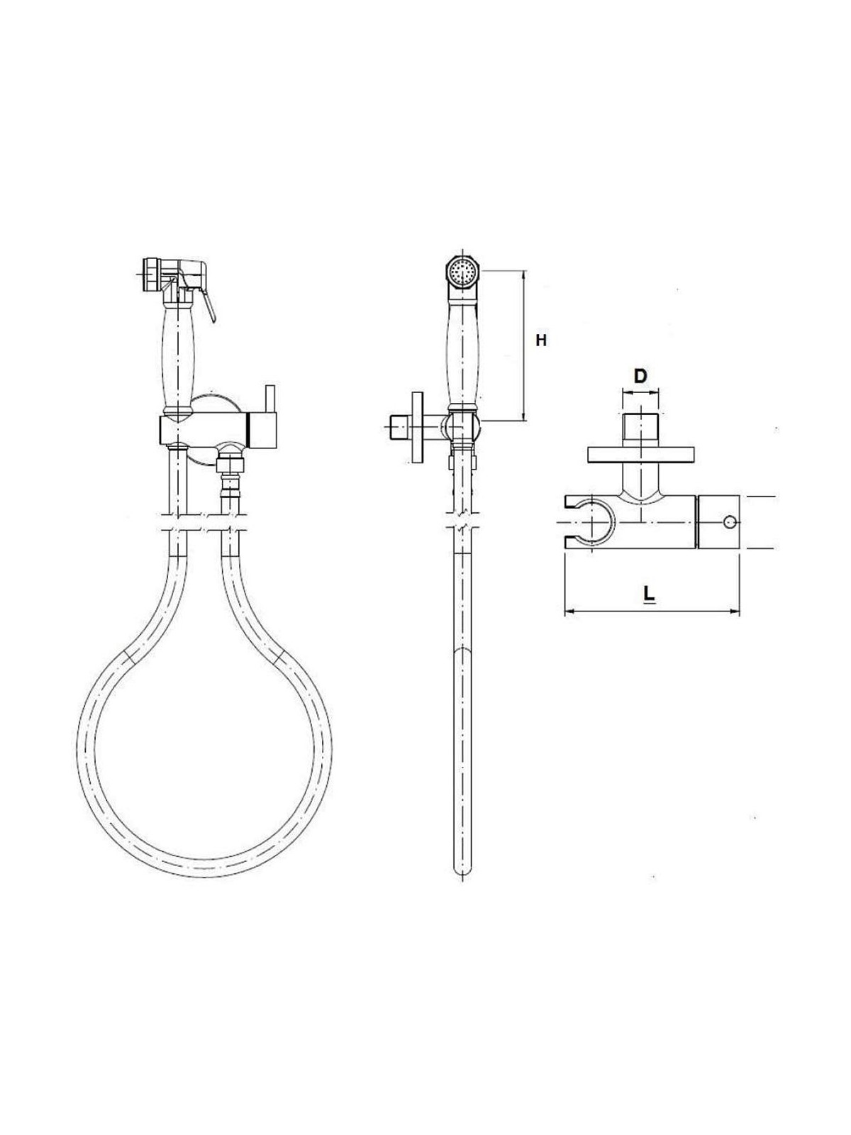 Grifo bidé higiénico de pared para inodoro 1/2 Latiguillo de