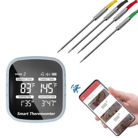 Termómetro barbacoa bluetooth con 4 sondas 8x7x4cm