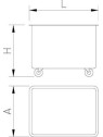 Carro de manutención con ruedas y desagüe 155 lts 75x55x56cm