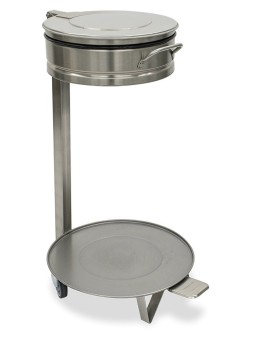 Contenedor porta-bolsas inox. con tapa y ruedas