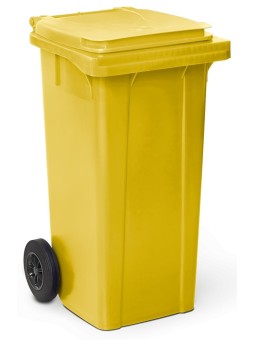 Contenedor de desperdicios con tapa y ruedas amarillo 120 lts 47x55x92cm