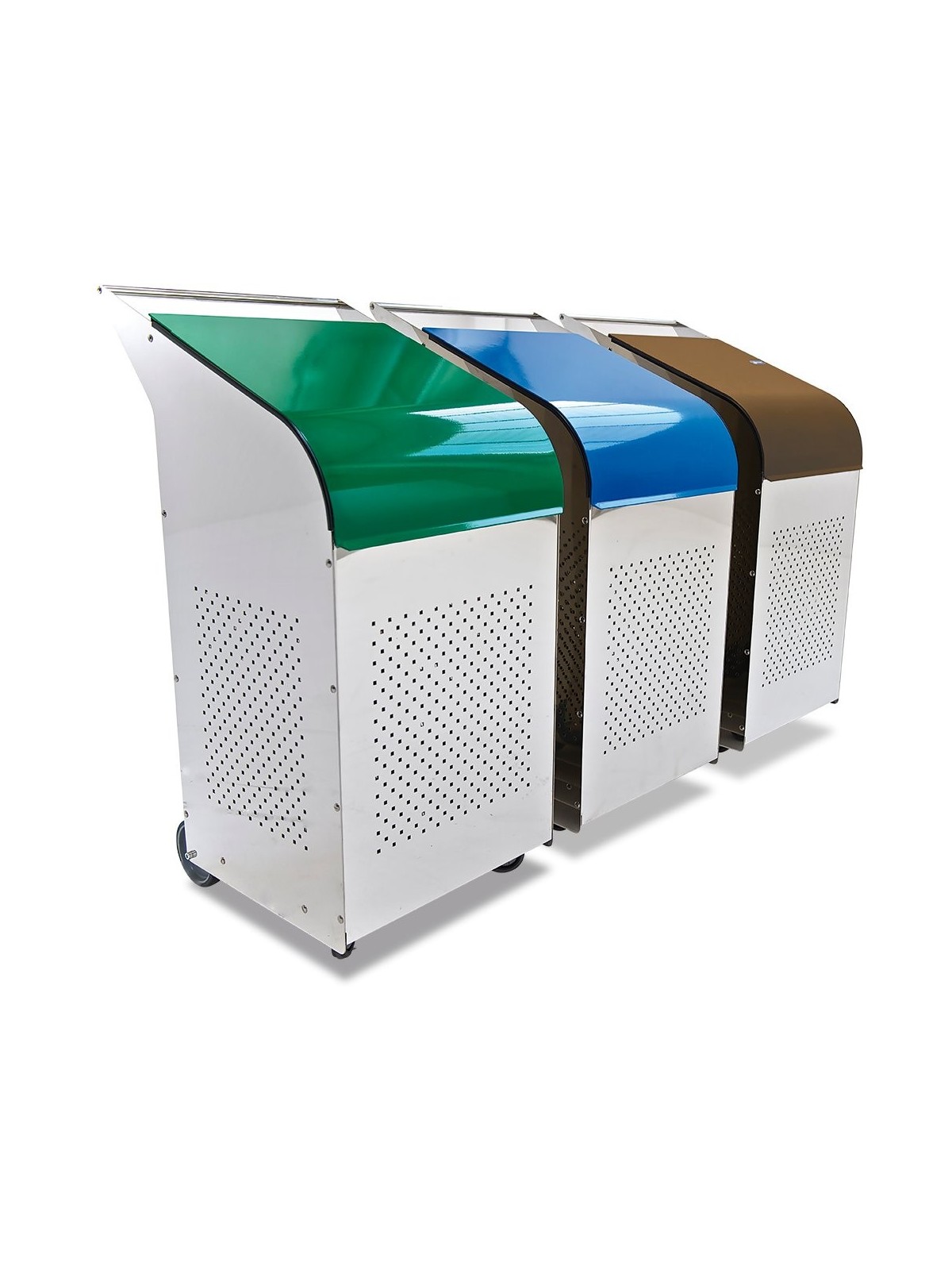 Papelera reciclaje tapa verde 47x60x102cm