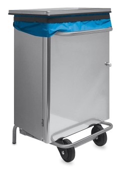 Papelera inox. con tapa y pedal. Apertura frontal. 70 l 37x47x71cm
