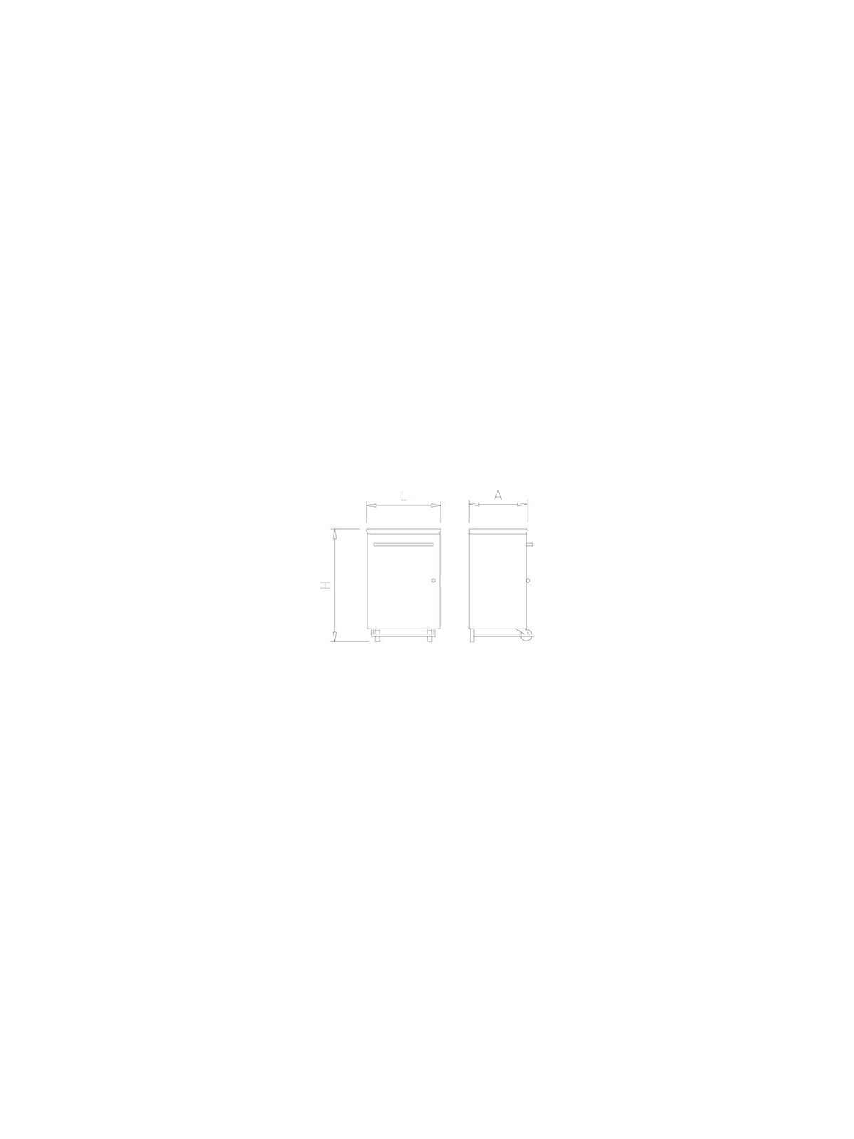 Papelera inox. con tapa y pedal. Apertura frontal. 70 l 37x47x71cm