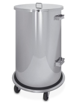 Papelera inox con tapa y ruedas 70 lt