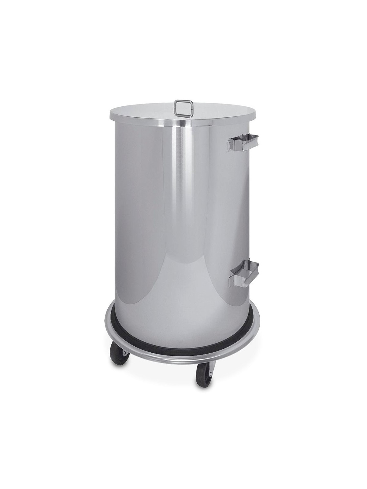 Papelera inox con tapa y ruedas 70 lt