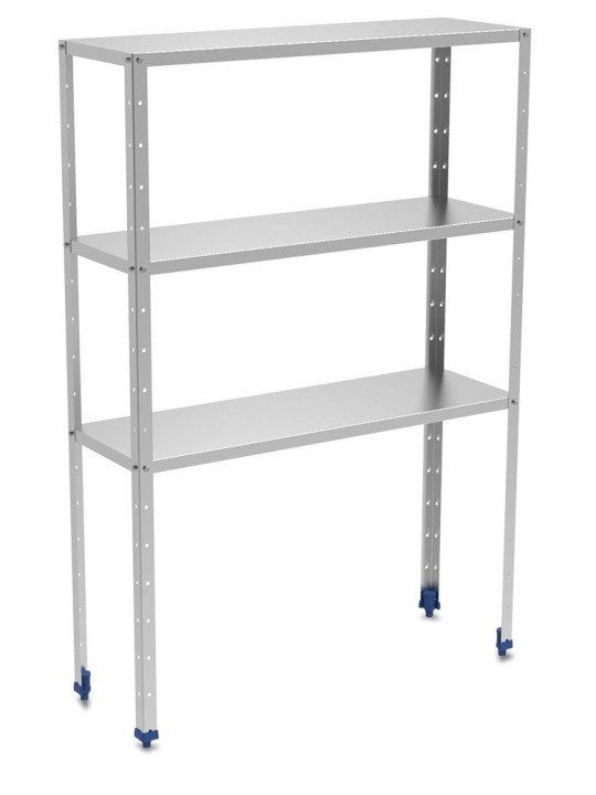 Estantería inox de 3 niveles con estantes de 0,8 mm de espesor 80x30x175cm