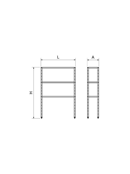 Estantería inox de 3 niveles con estantes de 0,8 mm de espesor 80x30x175cm