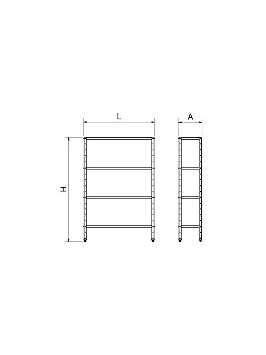 Estantería inox de 4 niveles con estantes de 1,5 mm de espesor 80x30x175cm