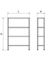 Estantería inox de 4 niveles con estantes de 1,5 mm de espesor 80x30x175cm
