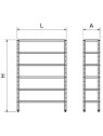 Estantería inox de 6 niveles con estantes de 1,5 mm de espesor 80x30x175cm