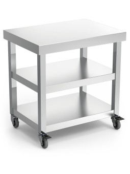 Mesa central c/2 entrepaños y ruedas 70x50x73cm
