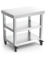 Mesa central c/2 entrepaños y ruedas 70x50x73cm