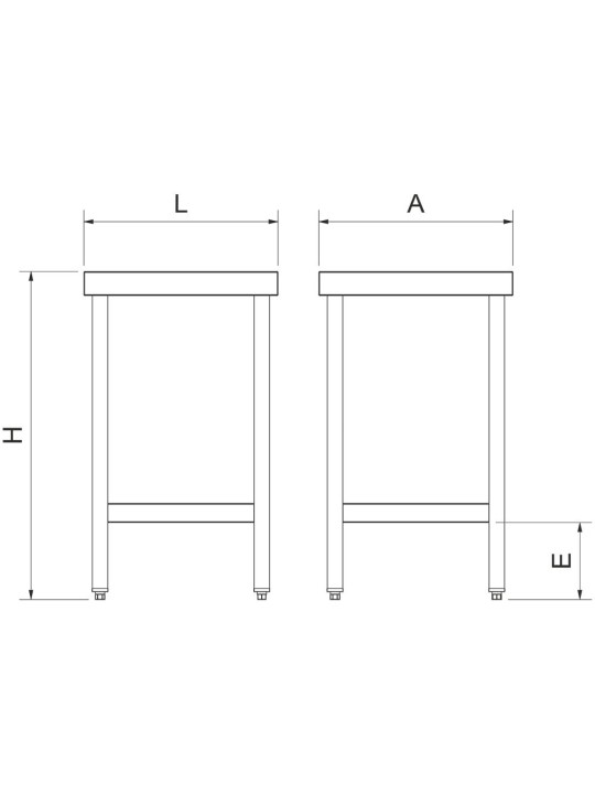 Mesa central c/entrepaño 50x50x85cm