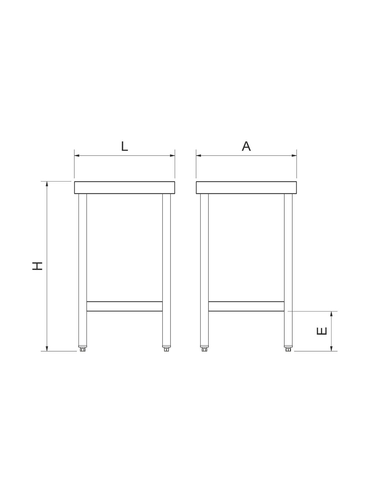 Mesa central c/entrepaño 50x50x85cm