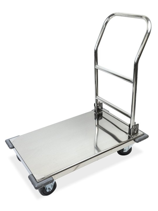 Carro de plataforma inox con asa retráctil 49x76x84cm