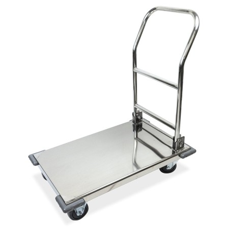 Carro de plataforma inox con asa retráctil 49x76x84cm
