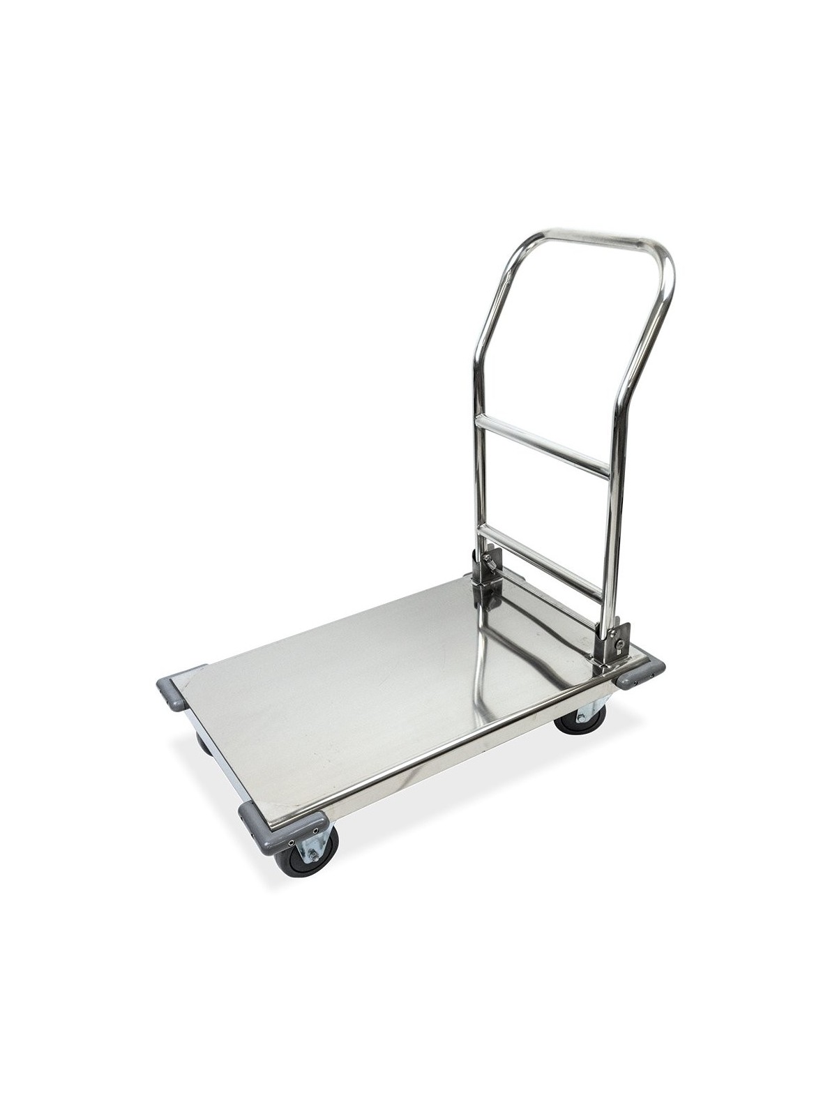 Carro de plataforma inox con asa retráctil 49x76x84cm