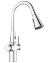 Grifo electrónico y manual con selector de temperatura y ducha extensible