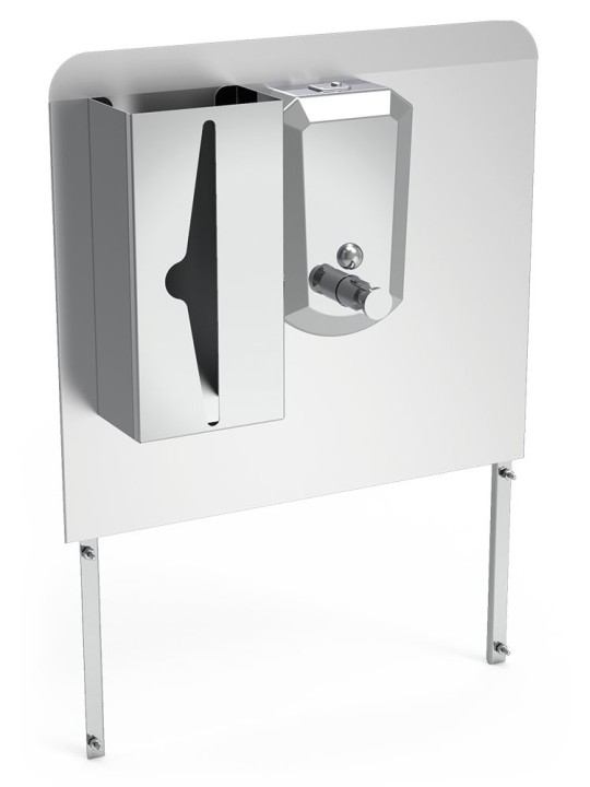 Peto postizo, jabonera inox y dispensador de tissues para acoplar a lavamanos autónomo 45x11x60cm