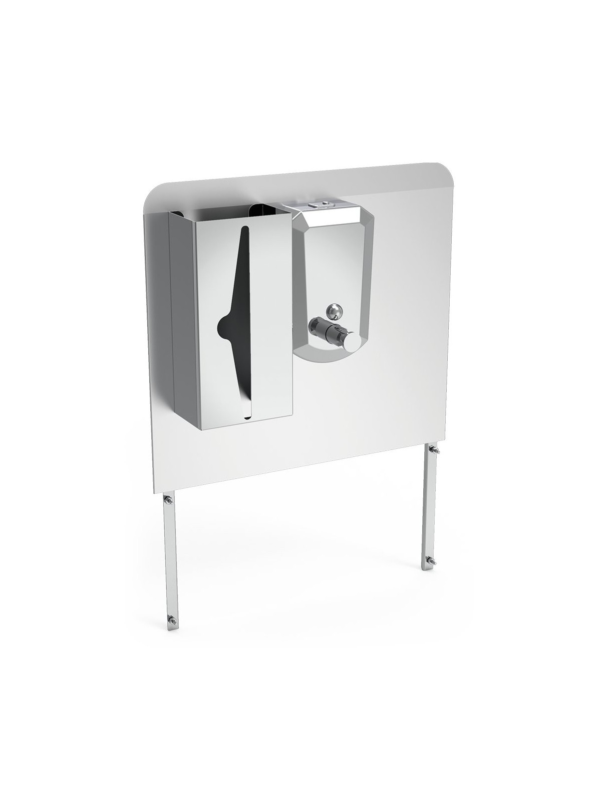 Peto postizo, jabonera inox y dispensador de tissues para acoplar a lavamanos autónomo 45x11x60cm