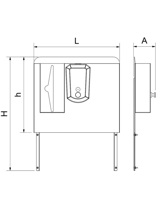 Peto postizo, jabonera inox y dispensador de tissues para acoplar a lavamanos autónomo 45x11x60cm