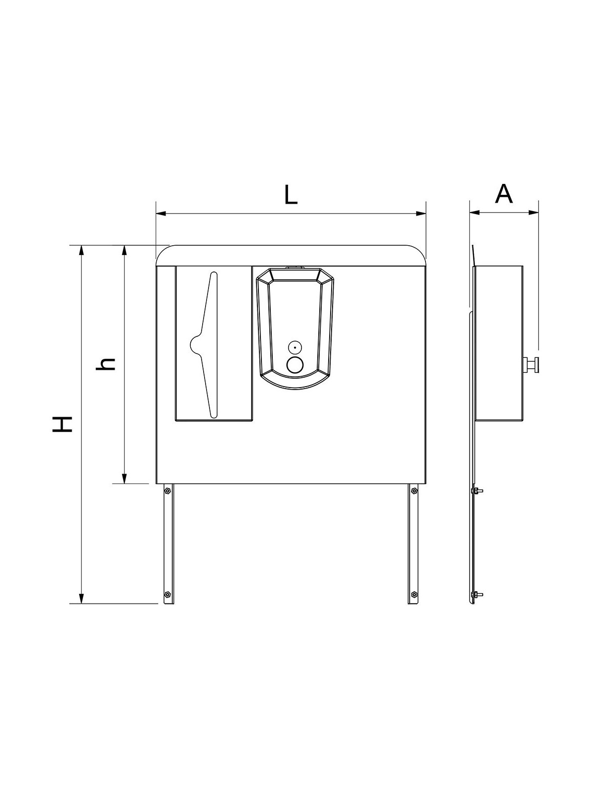 Peto postizo, jabonera inox y dispensador de tissues para acoplar a lavamanos autónomo 45x11x60cm