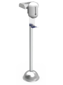 Columna con dispensador de gel hidroalcohólico y guantes