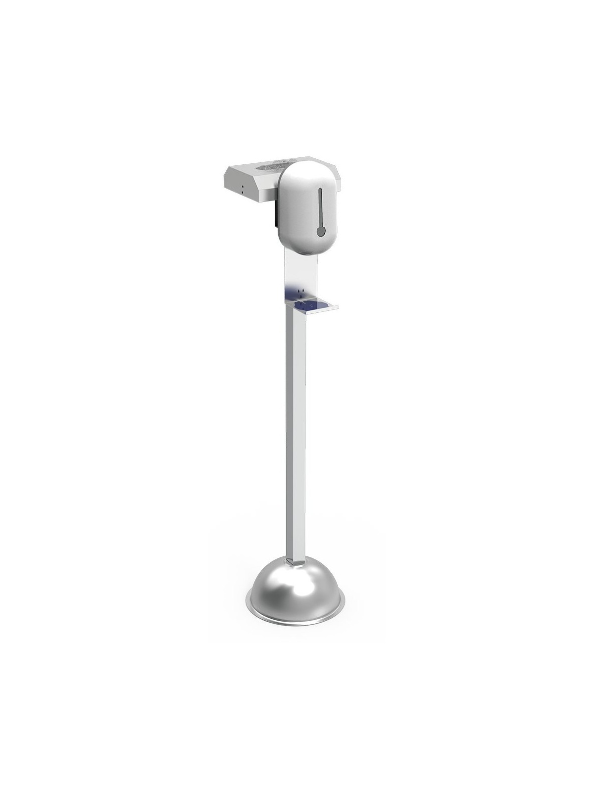 Columna con dispensador de gel hidroalcohólico y guantes