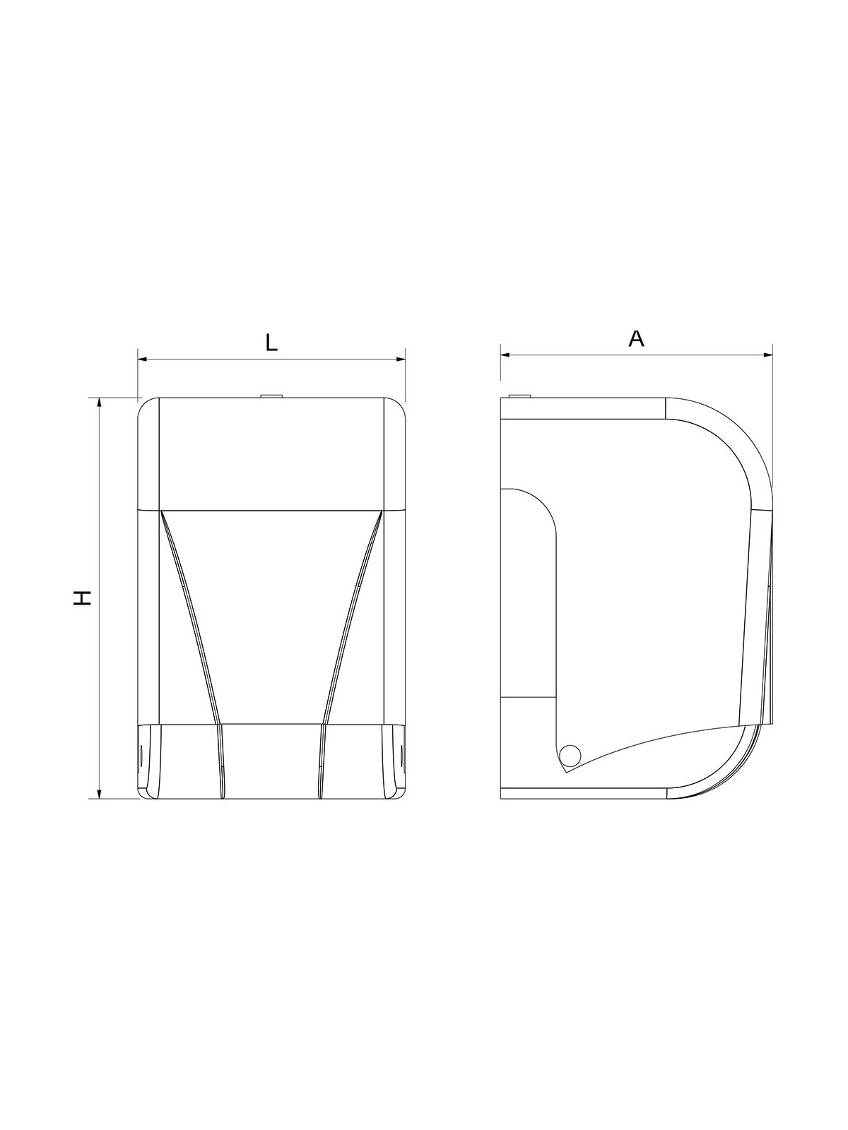 Papelera adosada a columna de dispensador de gel hidroalcohólico 33x13x27cm