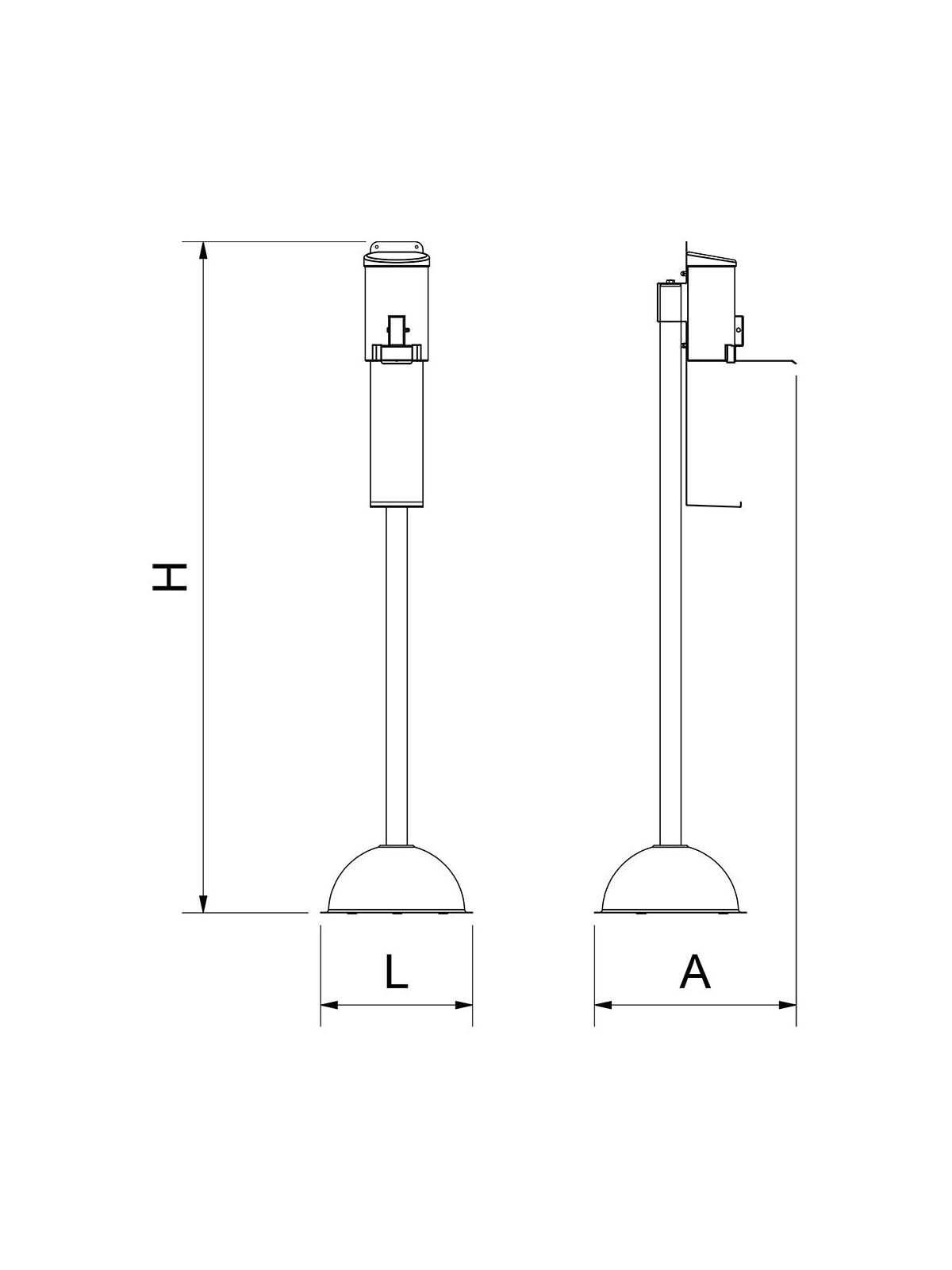 Columna con dispensador de gel de codo 29x43x128cm