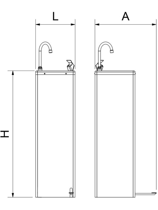Fuente refrigerada de agua fría Cold+ con grifo a pedal 31x47x98cm