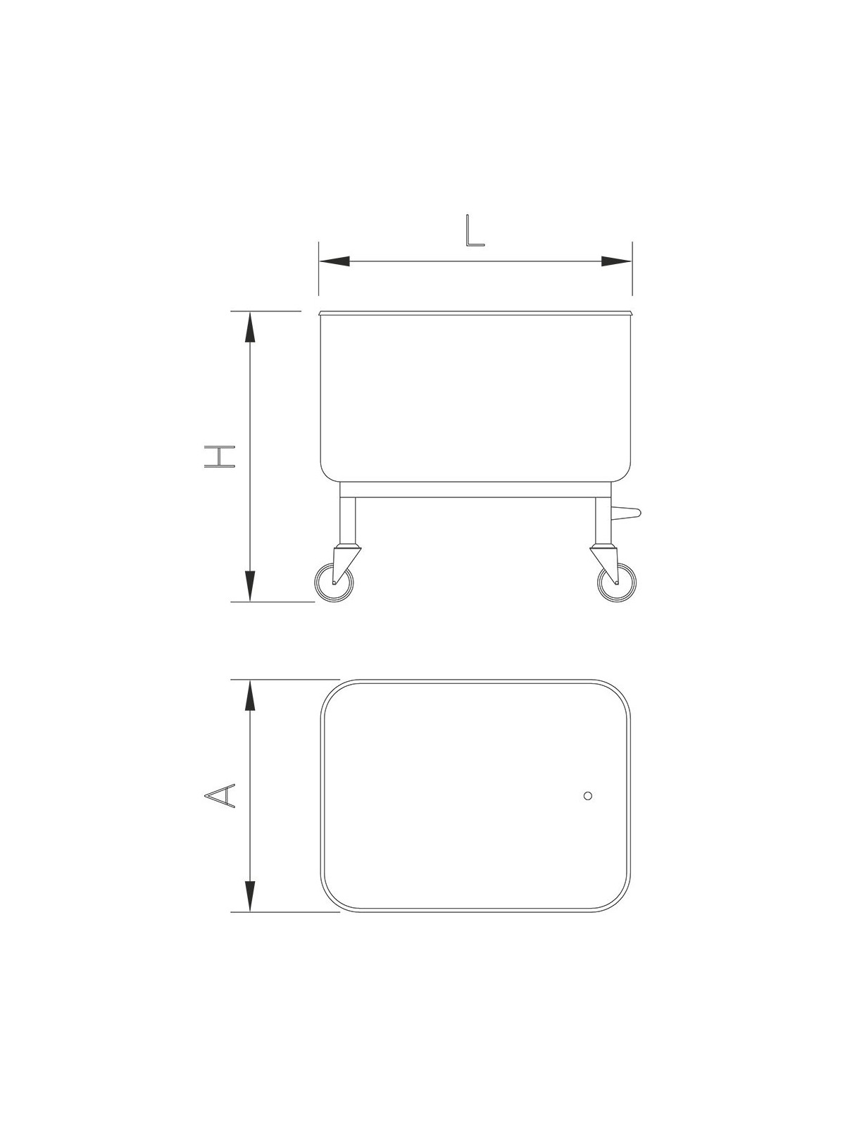 Carro de transporte inoxidable con desagüe 1/2 200 lts 80x60x75cm