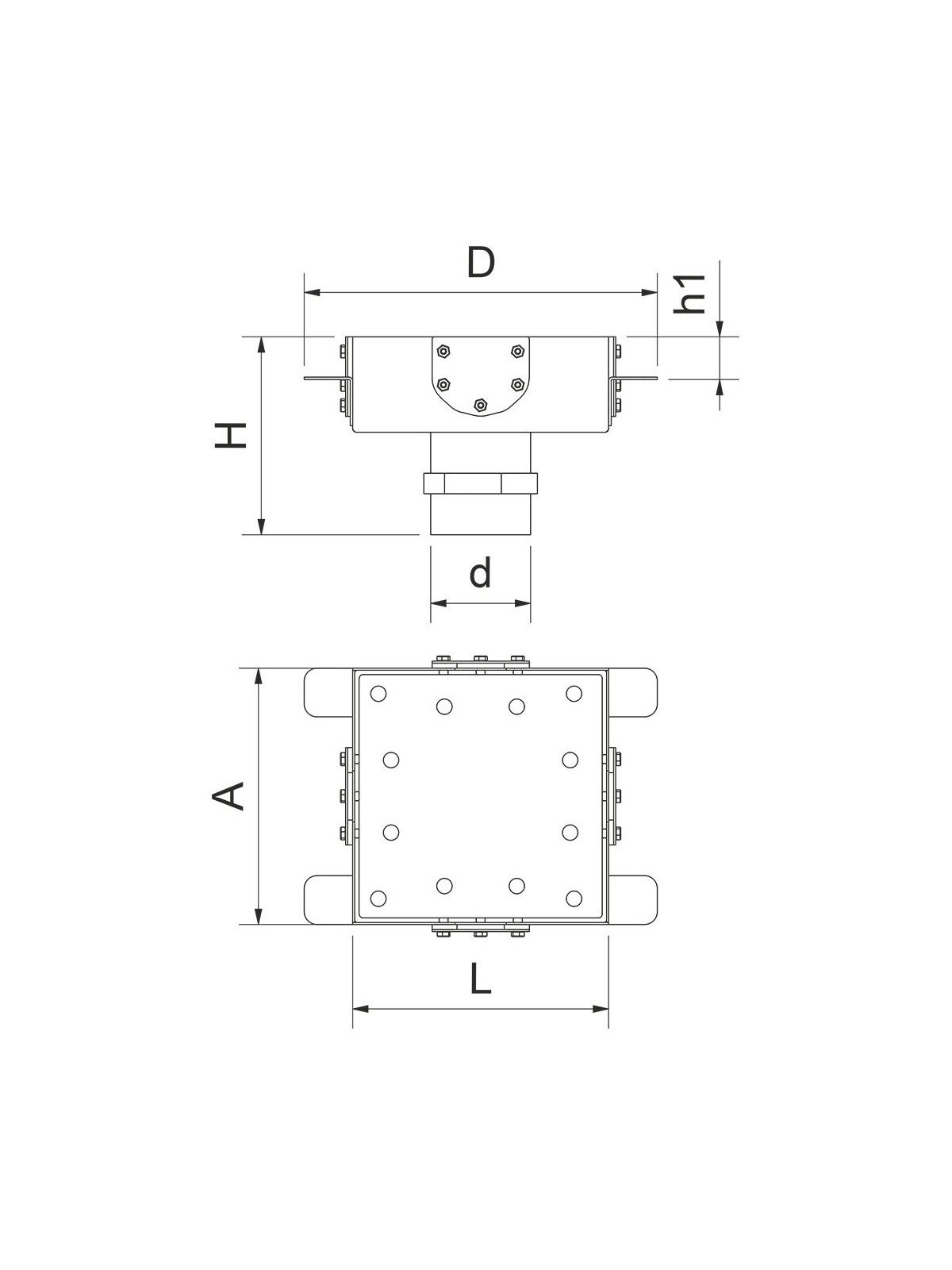 Sumidero para canal modular salida vertical 20x20x15cm