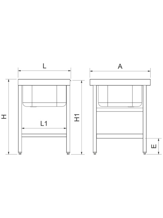 Mesa de entrada para lavavajillas c/entrepaño 61x70x86cm