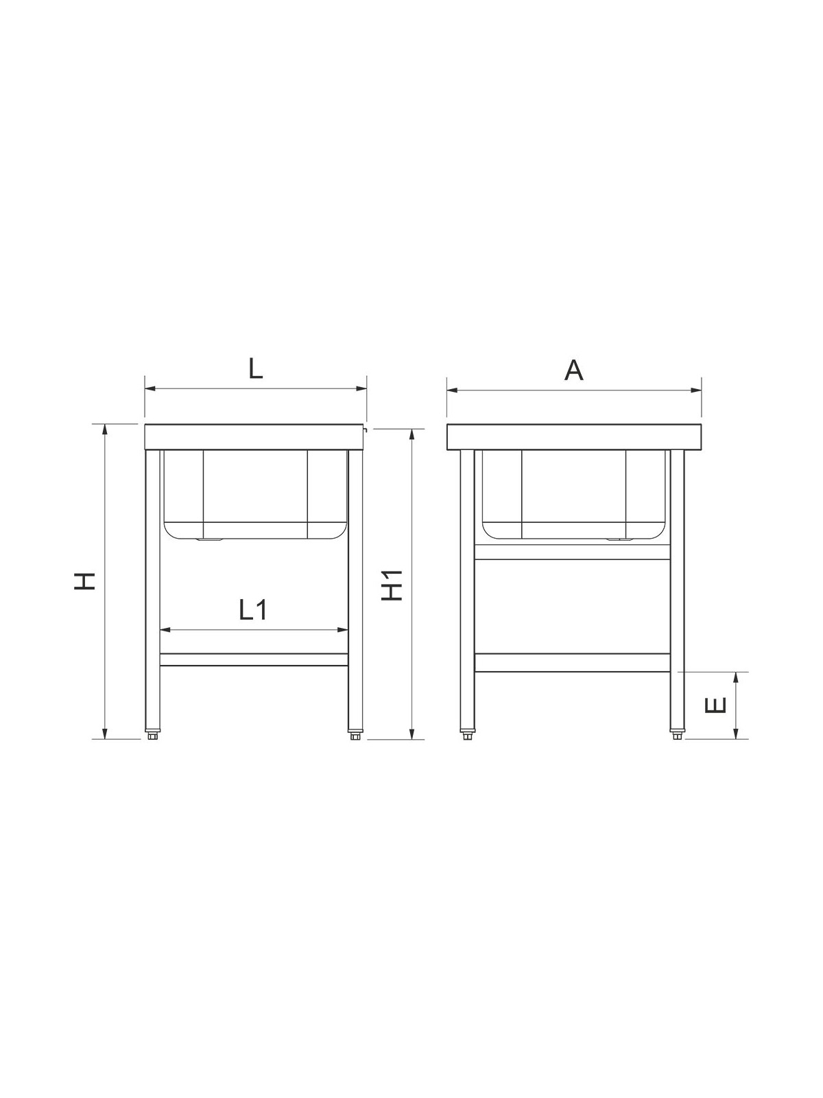 Mesa de entrada para lavavajillas c/entrepaño 61x70x86cm