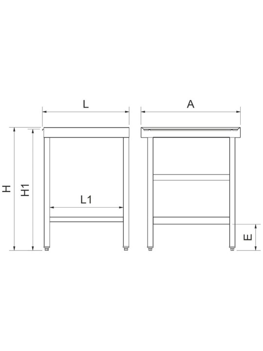 Mesa de salida para lavavajillas c/entrepaño 61x70x86cm