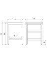 Mesa de salida para lavavajillas c/entrepaño 61x70x86cm