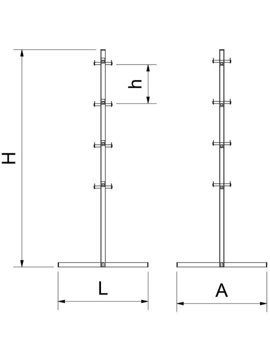 Expositor de jamones modelo Árbol 80x80x195cm