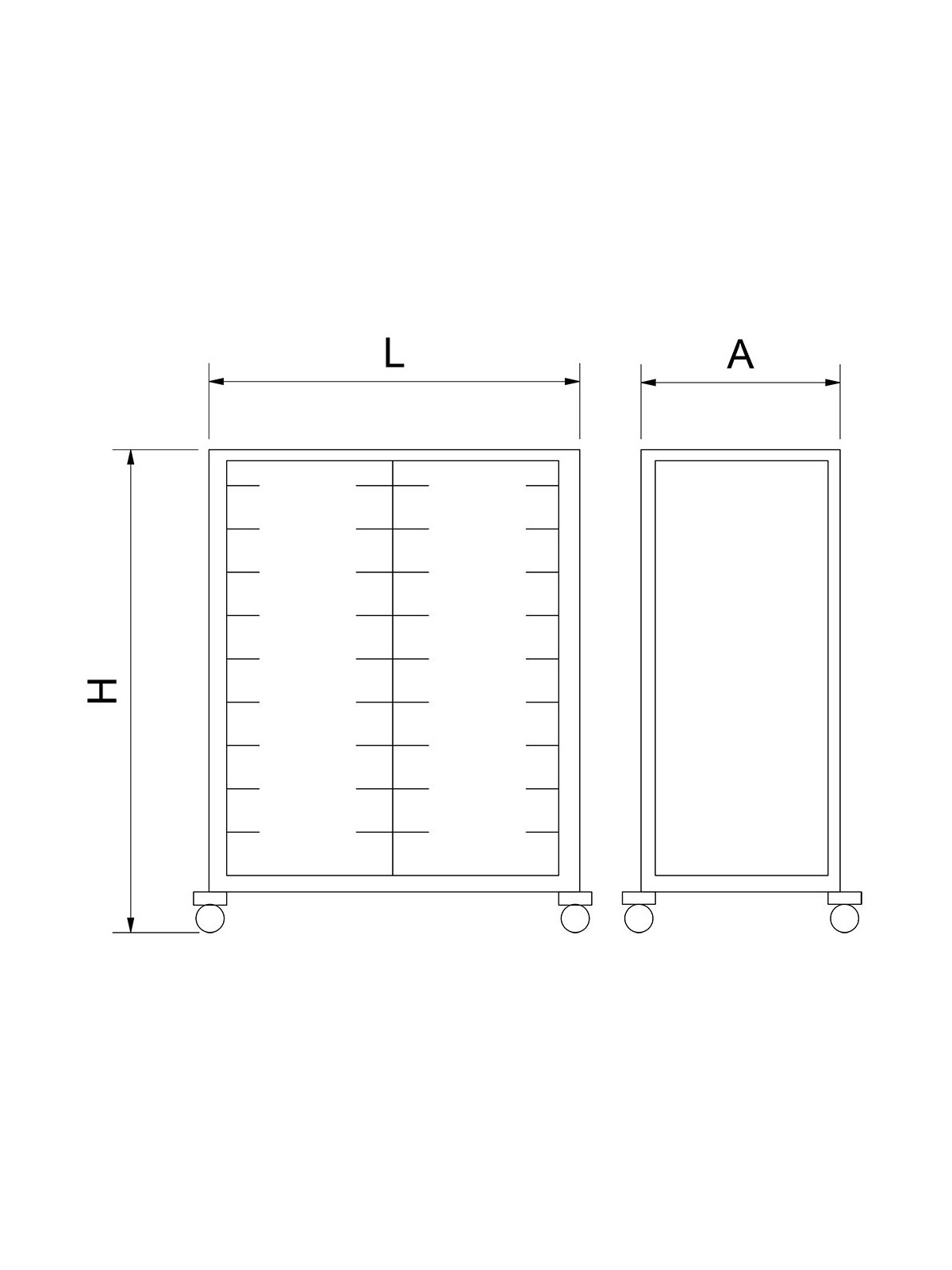Carro doble para bandejas isotérmicas 18 niveles 92x63x158cm