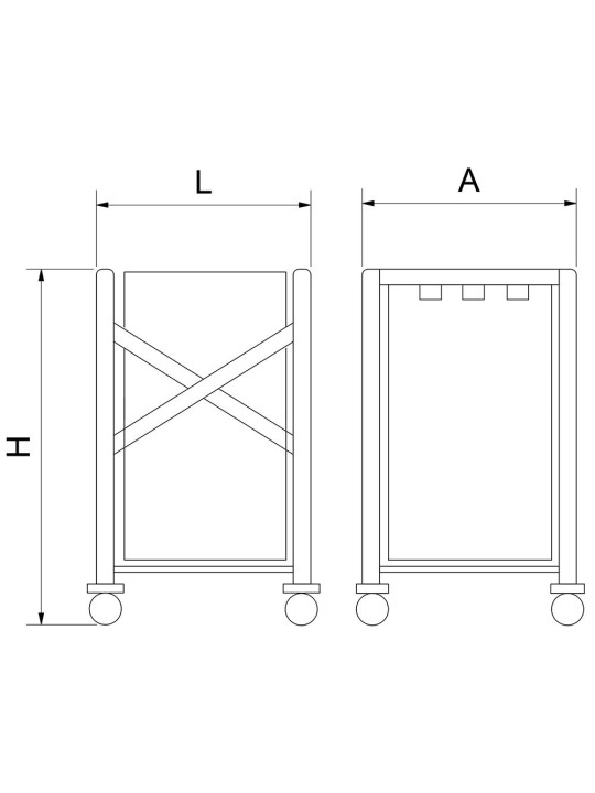 Carro para ropa / lavandería plegable 60x60x120cm