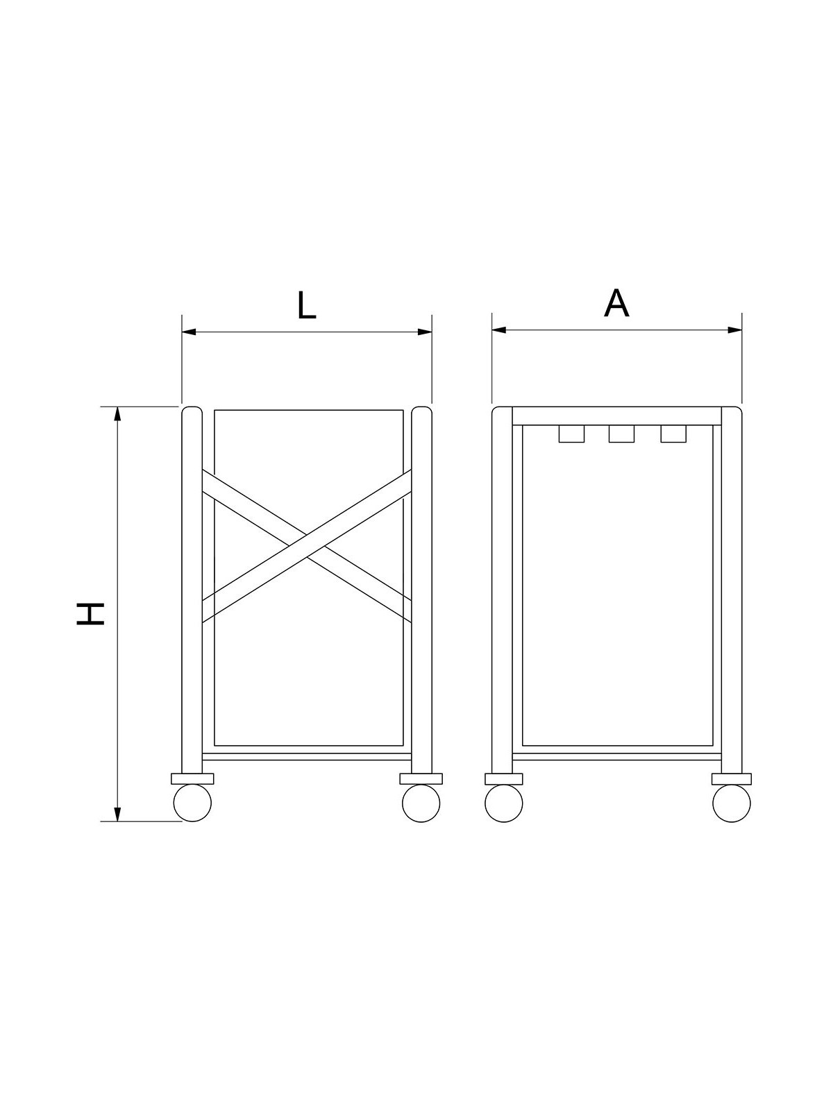 Carro para ropa / lavandería plegable 60x60x120cm