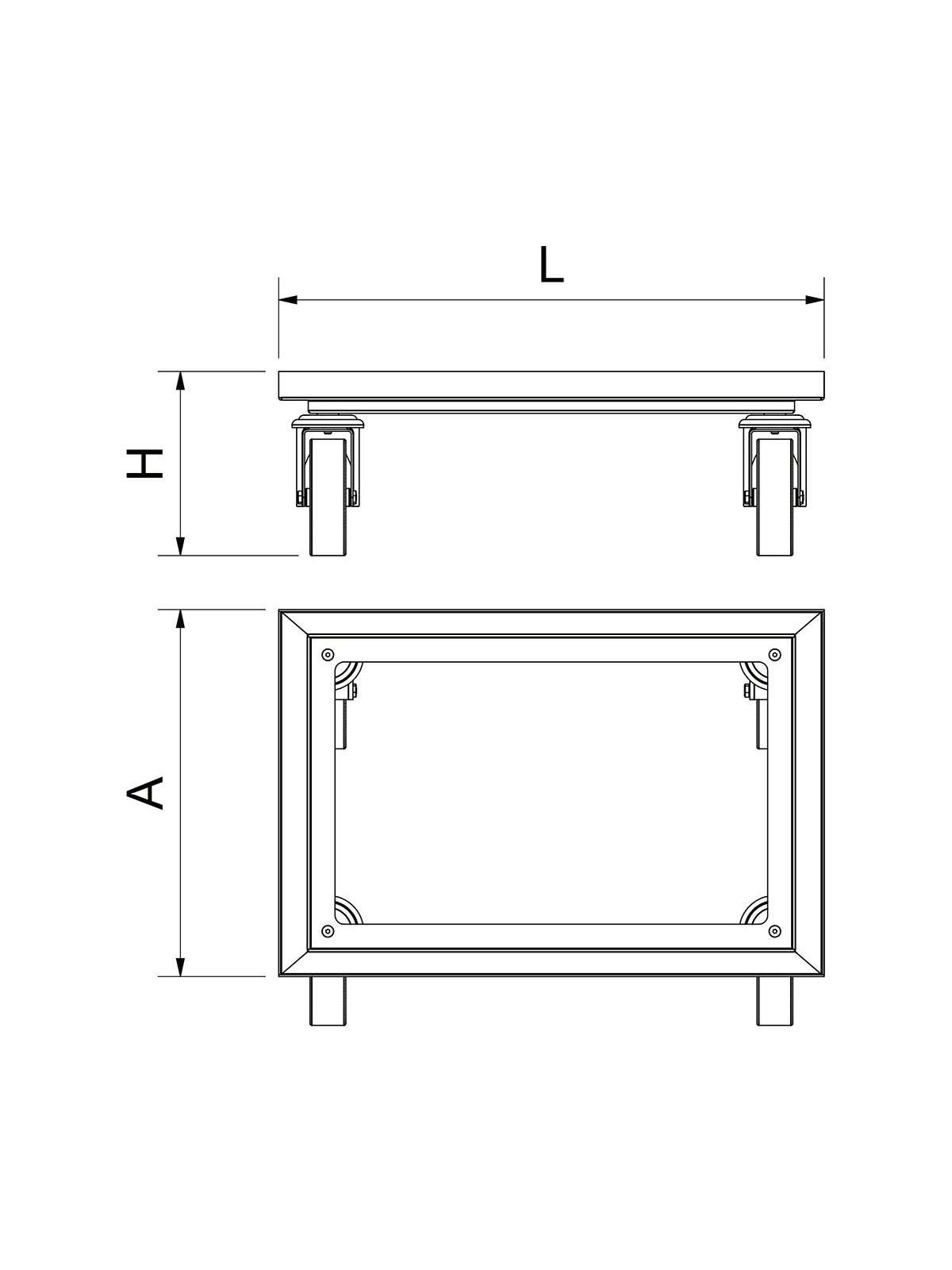 Plataforma rodante inoxidable Euronorm 61x41x20cm