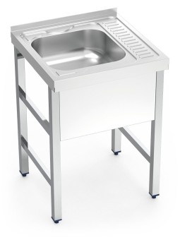 Fregadero con soporte 1C, ED Dimensiones cubeta 60x60x85cm