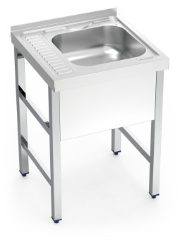 Fregadero con soporte 1C, EI Dimensiones cubeta 60x60x85cm