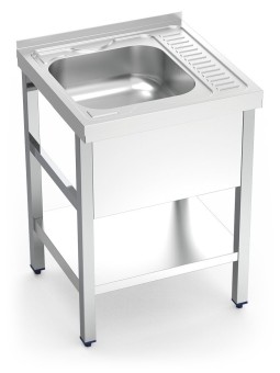 Fregadero c/soporte c/entre. 1C, ED Dimensiones cubeta 60x60x85cm